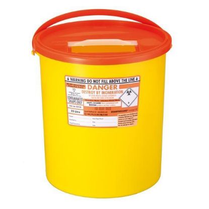 Sharps Bin+Lid 22Ltr Orange